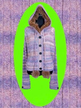 Dolls Kill Current Mood NWT Alt Multicolored Faux Fur Hooded Cardigan Sweater 3X